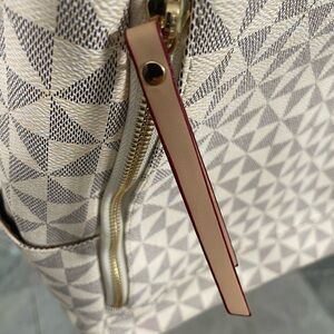 Geometric Patterned Cream and Gray Women's Bag